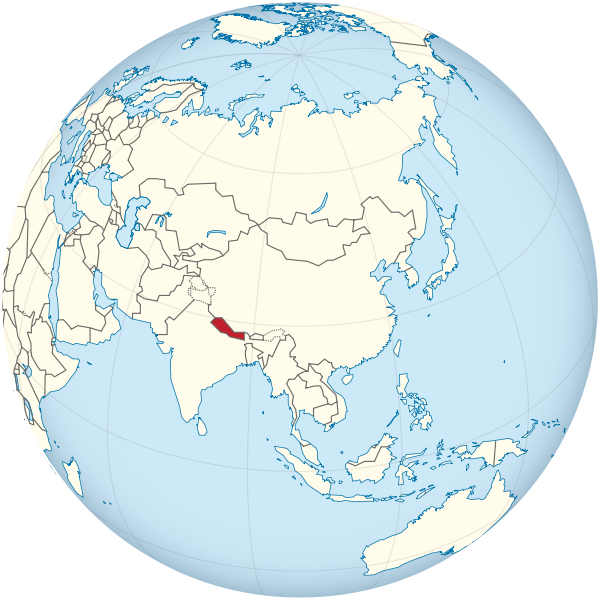 Nepal auf dem Globus